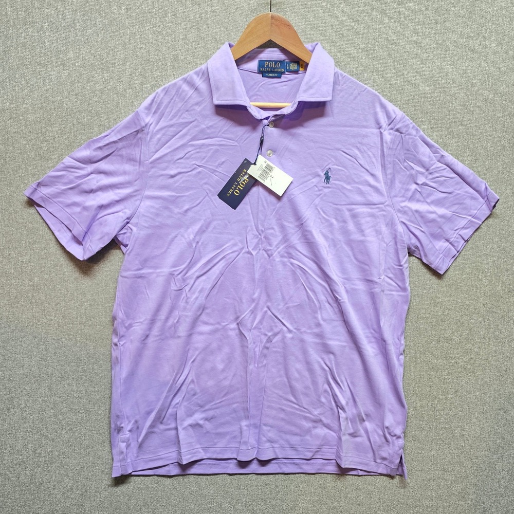 Polo Ralph Lauren Mens L Purple Polo Shirt Classic Fit Preppy Old Money